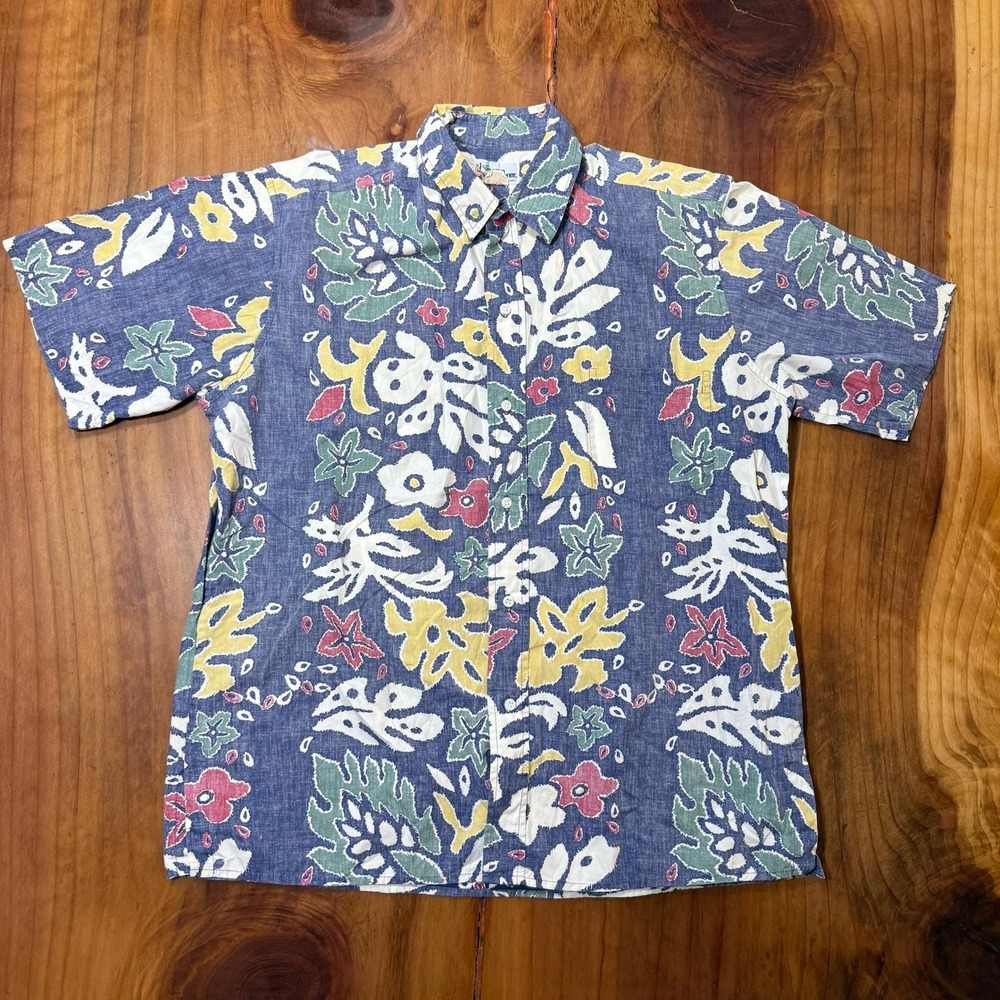 Vintage Reyn Spooner Shirt Mens L Floral hawaiian Button S/S Reverse Print B3-26